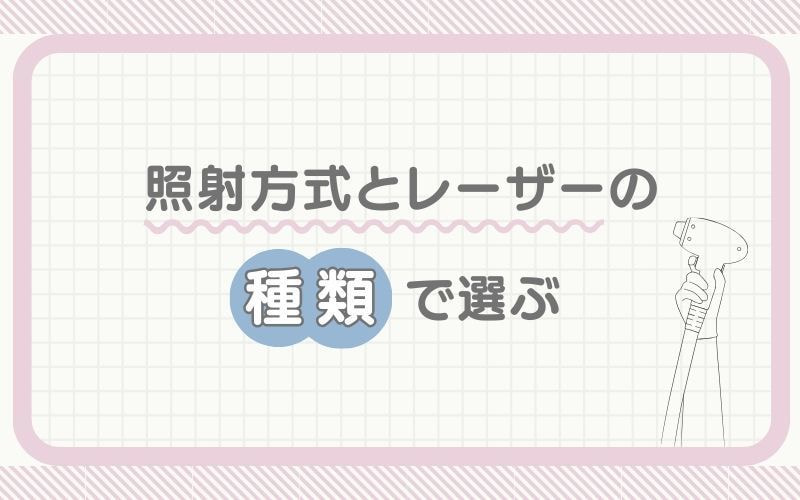照射方式とレーザーの種類で選ぶ
