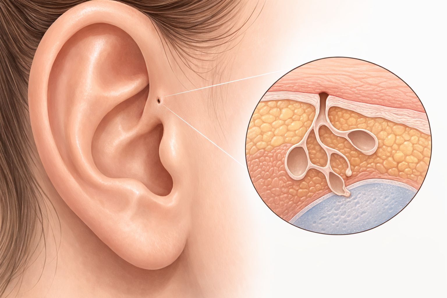 耳瘻孔（耳瘻管）の構造イラスト